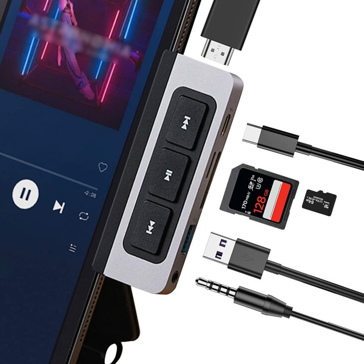 HyperDrive iPad USB C Hub with Media Player Shortcut Buttons